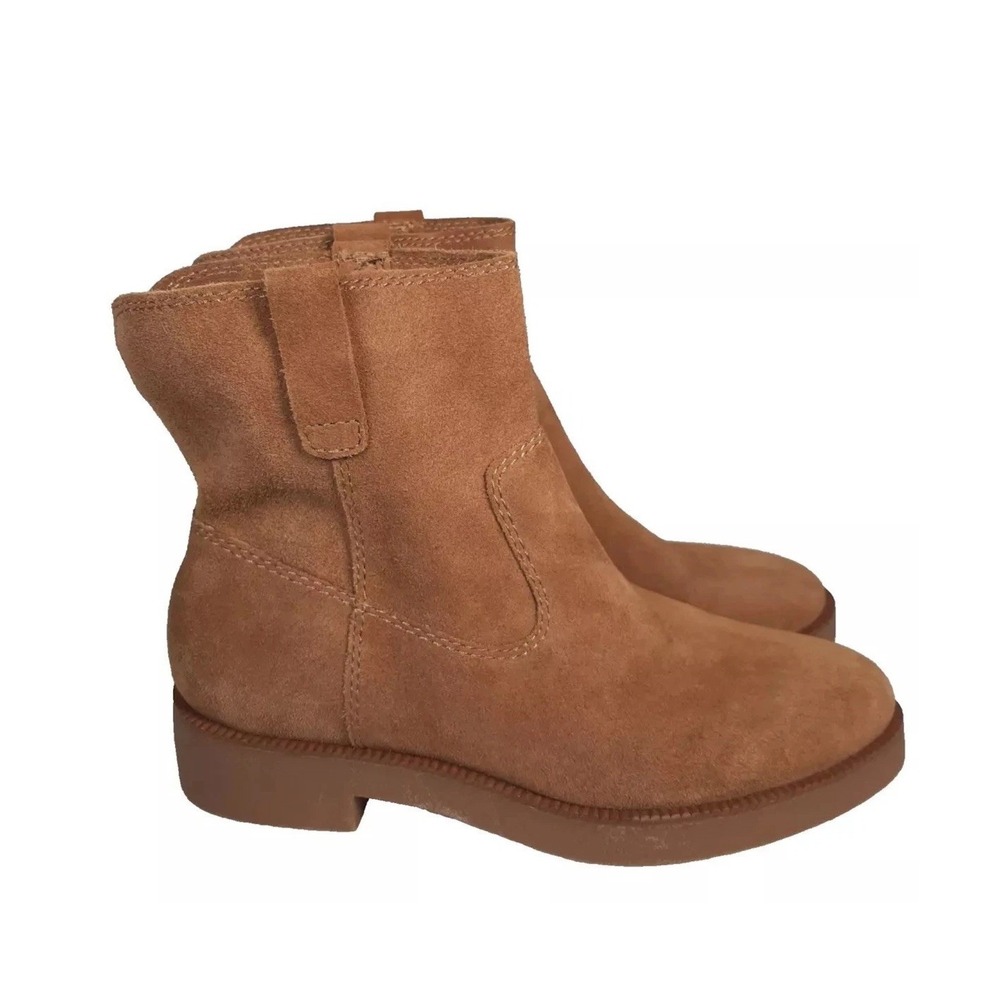 Lucky Brand Rhetty Ankle Bootie Women Round‎ Toe Faux Suede Leather Tan Boho 8.5